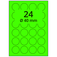 Neon Etiketten, Papier, leuchtgrün, Ø 40 mm - Zum Produkt