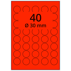 Neon Etiketten, Papier, leuchtrot, Ø 30 mm - Zum Produkt