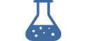 Symbol eines Labor-Erlenmeyerkolbens mit Fl&uuml;ssigkeit und Blasen, passend zum Thema chemikalienresistente Etiketten, die Reinigungs- und L&ouml;sungsmitteln standhalten.