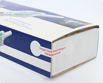 Siegeletikett an Verpackung