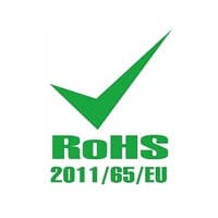 Gr&uuml;nes H&auml;kchen mit der Aufschrift &bdquo;RoHS 2011/65/EU&ldquo; &ndash; Hinweis auf die RoHS-III-Konformit&auml;t der bei Labelident angebotenen Produkte gem&auml;&szlig; EU-Richtlinie 2015/863/EU.