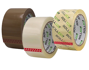 Drei Rollen Paketband in Braun und Transparent f&uuml;r den sicheren Versand.